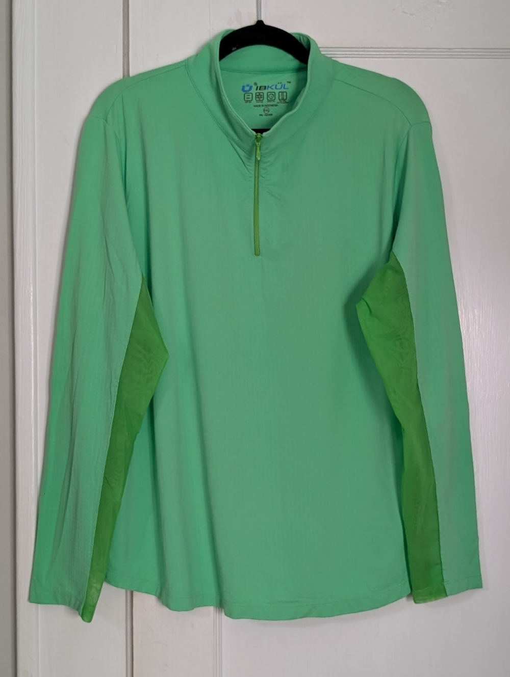 IBKUL XXL Mint Green UPF 50+ Quarter Zip Long Sleeve Sun Shirt Golf Tennis